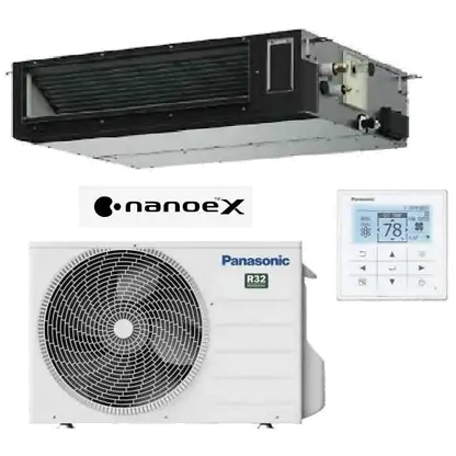 Climatiseur gainable - Panasonic KIT-140PF3Z5-6, 12040 fg/h, 14KW + NAOEX 25 CM, Blanc