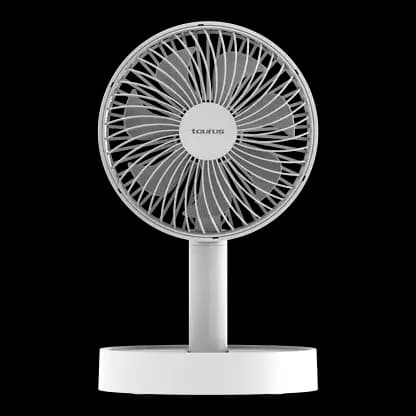 Ventilateur de table - Taurus Air Lite Fold&Go+, Plegable, Hauteur ajustable, Oscilación horizontal 90º, 4 vitesses, Recargable, 12 W, Blanc