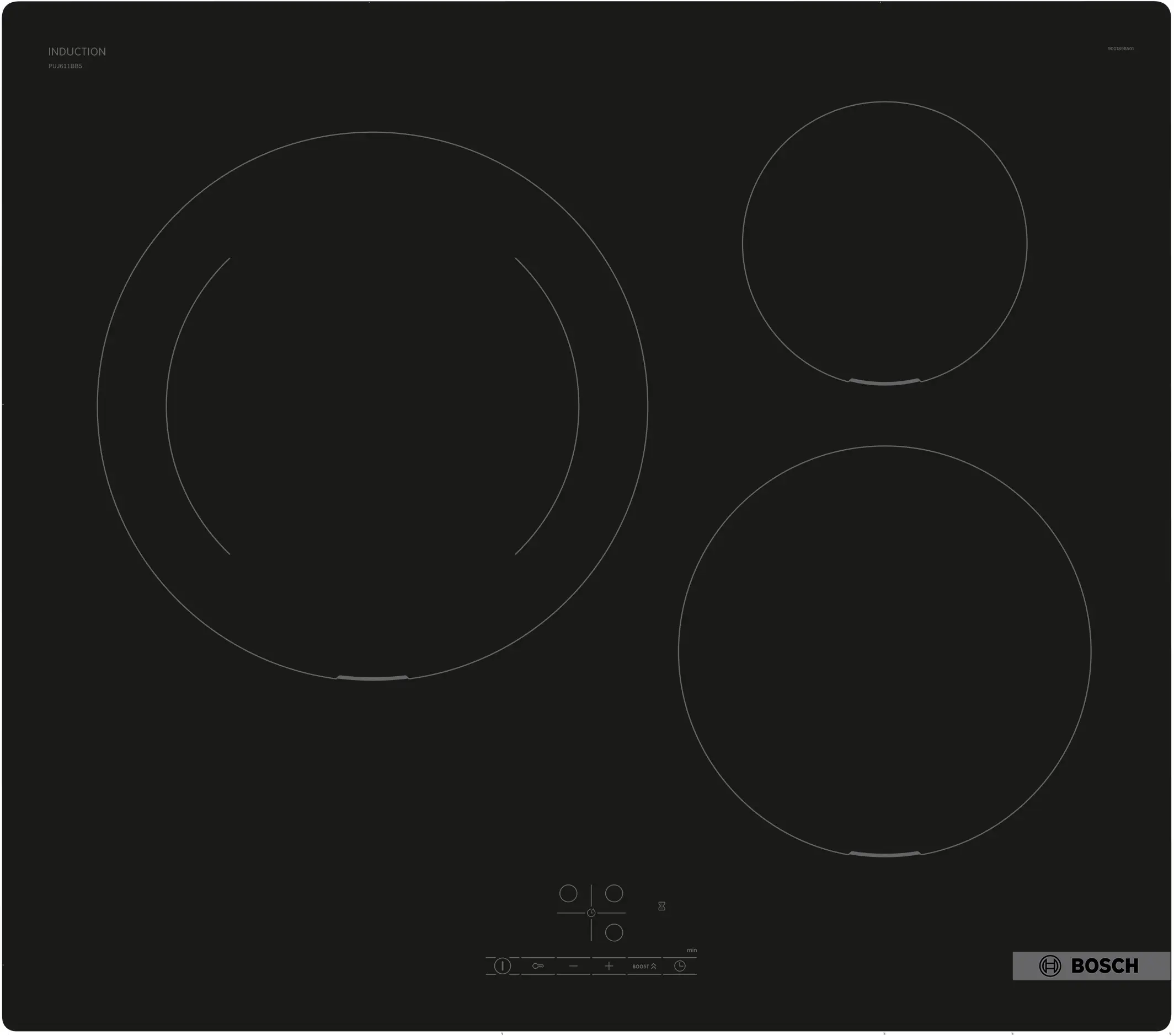 BOSCH Table de cuisson induction 3 foyers - PUJ611BB5E