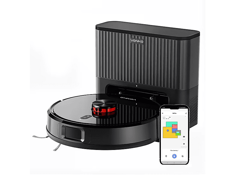Aspiradora robot - VONKO S6PRO, 6000 Pa de potente Aspiration, 50 W, Réservoir 2, 5 l, Autonomía 180 min, naranja