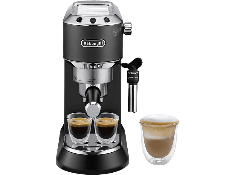 Machine à café expresso - De'Longhi Dedica EC685.BK, 1300 W, 15 bar, Thermoblock, Espresso manuel, Fonction 2 tasses, Noir