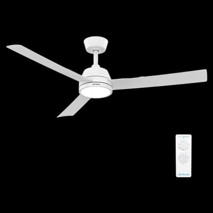 Ventilateur de plafond - Cecotec EnergySilence Aero 452 QuickSnap White, 3 aspas, Luz LED, 6 vitesses, Mando, Minuterie, Verano/invierno, Blanc