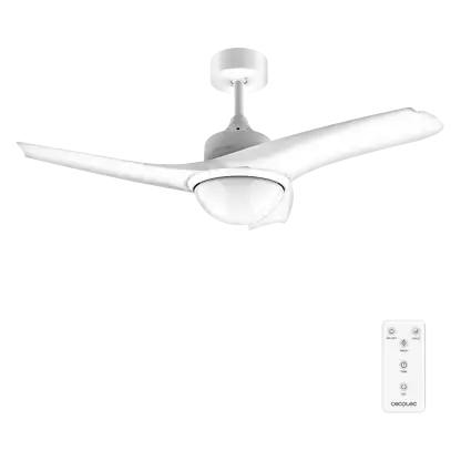 Ventilateur de plafond avec éclairage - Cecotec EnergySilence Aero 460, 49 W, 3 vitesses, Minuterie, Luz LED, 106cm, Télécommande, Blanc
