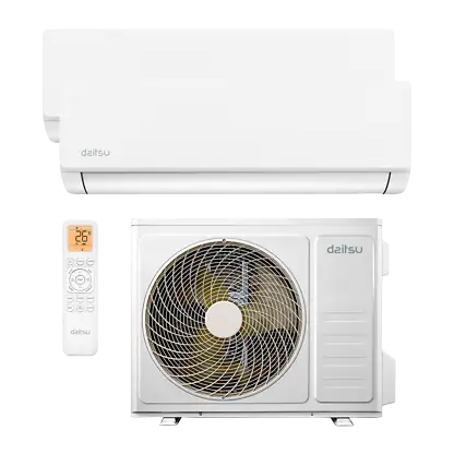 Climatiseur Split 2x1 - DAITSU 3NDA02160 FM 2X1 DSM-9U2KDT-Z UE14, 2270 fg/h, Fonction Inverter, Blanc
